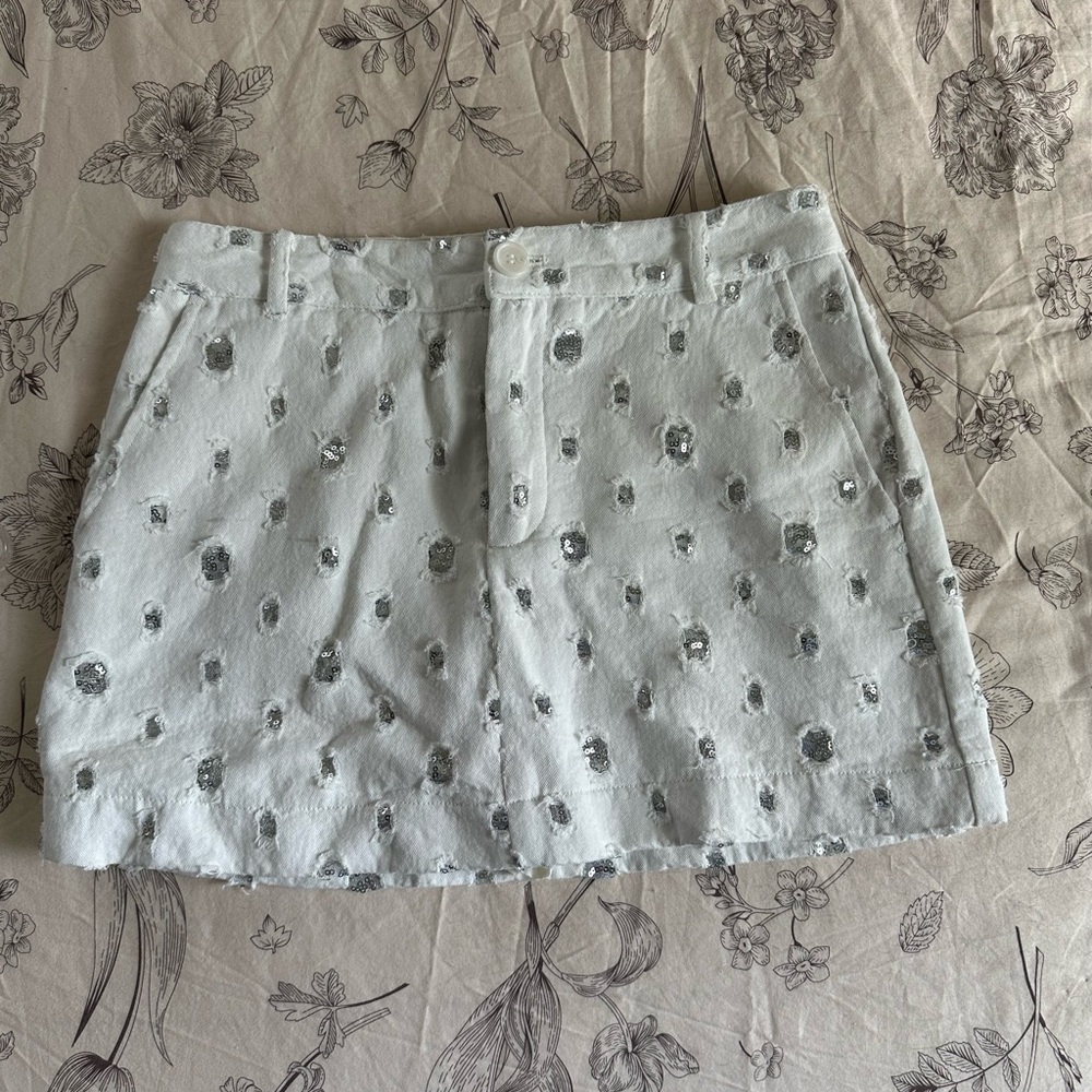 Zara White Skort with Silver Embellishments